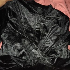 Velvet Long sleeve Crop Top